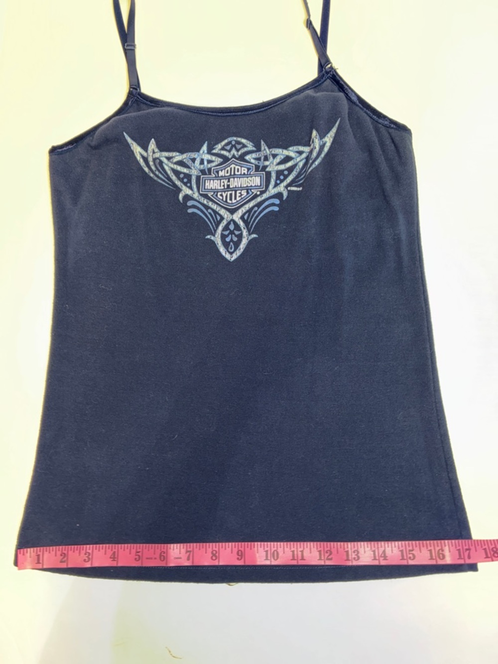 Harley-Davidson XL Women’s Dark Blue Cami  Top Silver Graphic Adjustable Straps - Picture 6 of 15